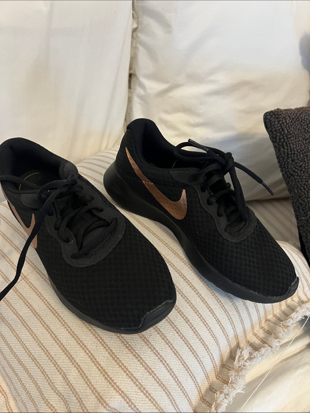 Nike Black Sneakers with Bronze Swoosh